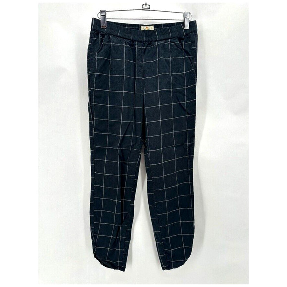 Marine Layer Allison‎ Pants Size XS Black Windowpane Tulip Hem Beach City Preppy - Picture 1 of 12
